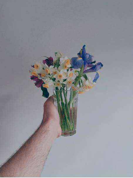Florist selecting fresh blooms