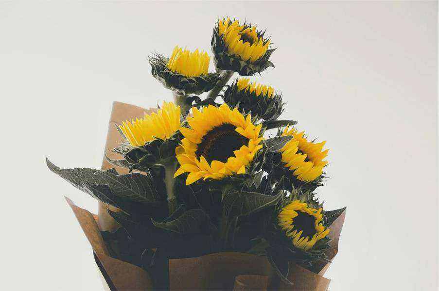Corporate floral arrangement on stage